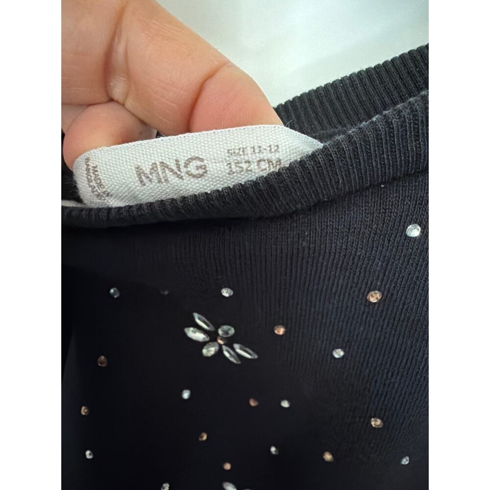 MNG Mango Kids Rhinestone Puff Sleeve Sweatshirt - Girl's 11/12 (152cm) - Picture 3 of 4